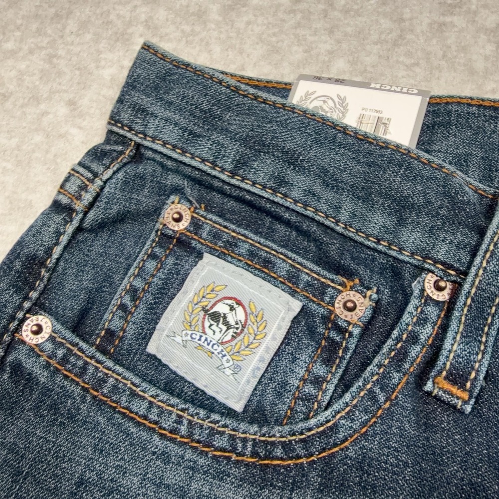 Cinch Silver Label Slim Jeans Mens 28x36 Blue Med Wash Straight Denim MB98034006 - Picture 4 of 12